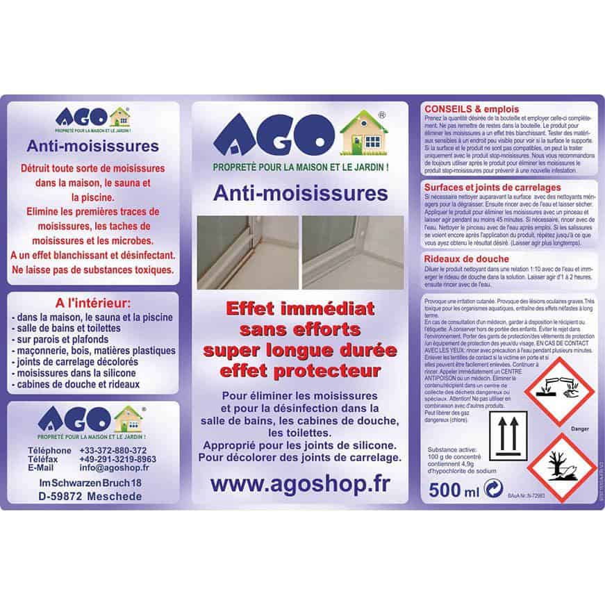 AGO 500 ml anti-moisissure avec pinceau-produit actif et le plus puissant  contre la moisissure. Pour murs et joints de silicone A74 - Cdiscount Au  quotidien